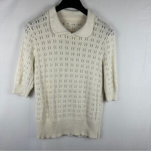 Anthropologie pins and needles Cream hallow Knit Sweater size M